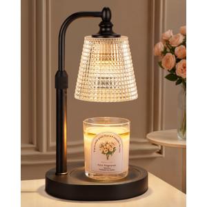 Hong-in Candle Warmer Lamp with Timer Dimmer, Birthday Gifts for Women, House Warming Gifts for New Home, Vintage Room Decor, Adjustable Height Candle Lamp, Wax Warmer for Scented Jar Candles, Black