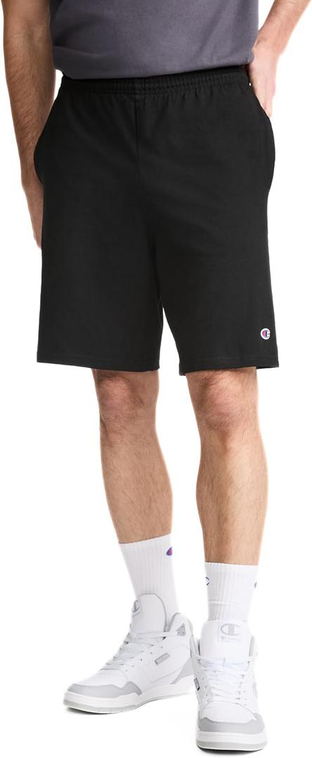 Champion Men's Lounge Shorts, Standard Fit, 9 Inch Inseam, Lightweight 100% Cotton, (XXL Tall Black)