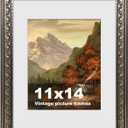 11x14 Vintage Picture Frames,Antique Picture Frame with White Mat for 8x10 Picture, Ornate Picture Frame for Wall Decor,1 Pack Silver Frame,Silver