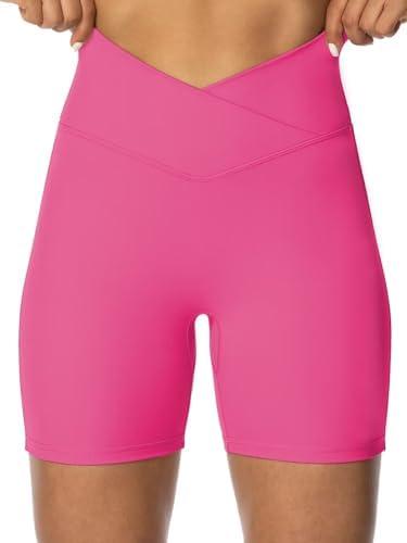 Sunzel Crossover Biker Shorts for Women, No Front Seam V High Waist Yoga Workout Gym Shorts with Tummy Control size M