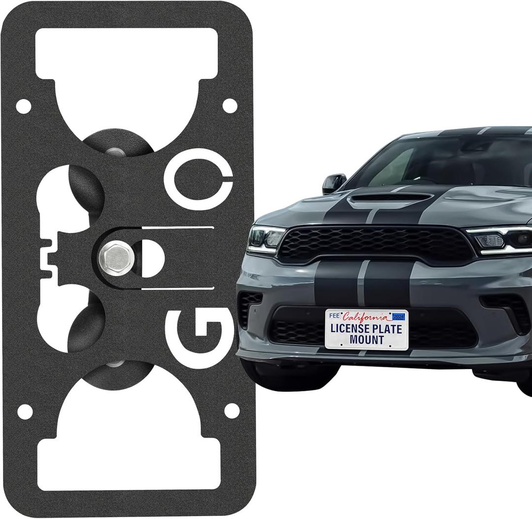 Front License Plate Holder Compatible with Dodge 2008-up Challenger, 2011-up Charger, 2011-up Durango, 2011-up Grand Cherokee, License Plate Mount, Bumper Grille Car Tag Frame with Anti-Theft Screws