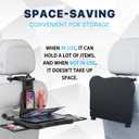 Car Back Seat Tray Table, Stable Foldable Auto Backseat Food Trays Desk for Rear Passenger Road Trip Eating & Work, Multifunctional Adjustable Travel Tray with Phone Drink Holder for Laptop iPad
