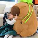 Ditucu Giant Capybara Plush with Turtle Backpack Large Jumbo Soft Capibara Stuffed Animal Big Size Fat Oversized Plushies Toys Gifts for Kids Girlfriend Brown 25 inch
