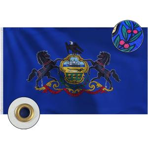 Bradford Embroidered Pennsylvania State Flag 3x5 feet Outdoor, Heavy Duty PA Pennsylvania Flags State of Pennsylvania Flag with 2 Brass Grommets for Outsides Long Time Use