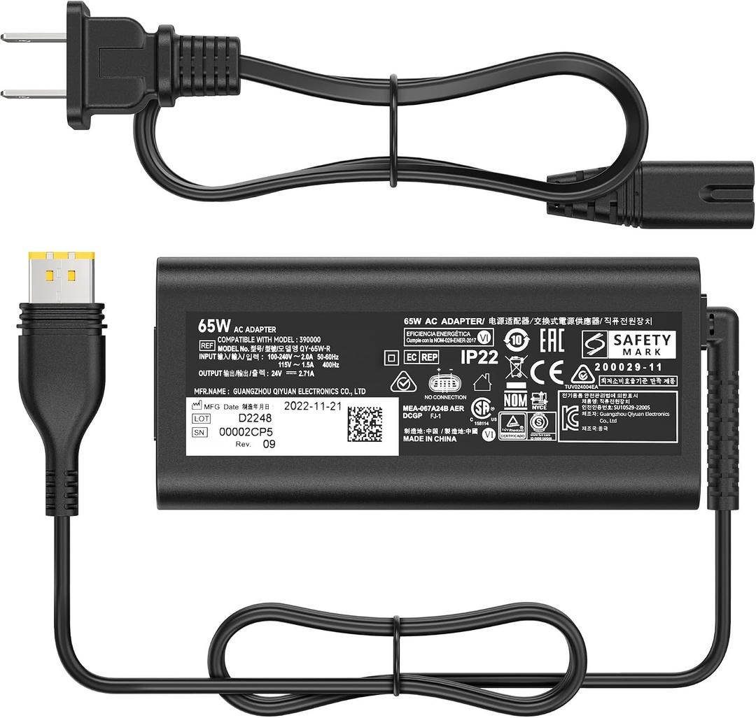 65W Charger Compatible with Resmed AirSense 11 Power Supply, 24V/2.71A AC Adapter Compatible with AirSense 11 AutoSet Elite CPAP Machine, AirMini Auto CPAP Machines 390010 R390-7230 Power Cord