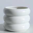 Ceramic Plant Pot Indoor, 6.5 Inch Flower Pot with Drainage Hole, Tiered Bubble Design Ceramic Planter for Home & Office Decor (White)