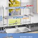 3 Tier Extra Large Over The Sink Dish Drying Rack, Expandable Stainless Steel Dish Drainer with Multifunctional Organizer, Space-Saving Above Sink Dish Rack with Large Capacity for Kitchen Counter
