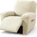 ZNSAYOTX Oversized Recliner Covers (36"-46") New 3-Piece, Fashion Large Recliner Chair Slipcovers with Pocket, 2025 Soft Jacquard Fabric Pet Friendly Lazy Boy Reclining Protector (Beige) (1 Seat-XL)