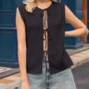 Yousify Womens Tie Front Sweater Vest 2025 Sleeveless Crochet Knit Summer Y2K Going Out Tops