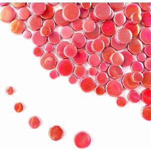 200 Grams Round Colorful Glass Mosaic Tiles, Bulk Mosaic Tiles for DIY Crafts, Flower Pots, Vases, Mugs, Garden Decoration, Red (monochrome)