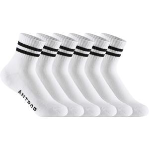 Quarter Crew Cotton Heel Tab Athletic Running Cushion 6 Pairs Socks, White, 9-12