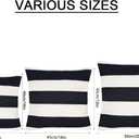 tiggell 4 Pack Waterproof Pillow Covers Outdoor Throw Pillowcases Decorative Garden Cushion Case for Home Garden Patio Couch Balcony Striped (16 * 16 inch, Black & White)
