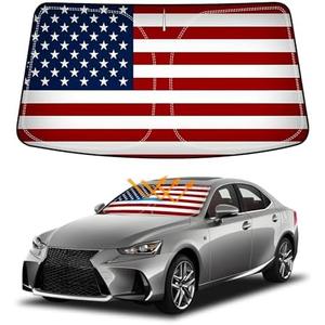 D-Lumina US Flag Winshield Sun Shade for 2014-2020 Lexus is Sedan, Foldable Front Sun Shield Protector Blocks UV Rays, Window Sunshade Sun Visor Interior Accessories