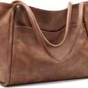 GAEKEAO Tote Bag for Women Work with Zipper Vegan Leather Ladies Travel Shoulder Bags Purses and Handbags Casual Weekender (A01 Brown)