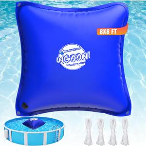 Extra-Strong 8x8ft Pool Pillow for Winter - 0.4mm Thick PVC Pool Closing Pillow, Sturdy Ropes & Boston Dual Valve, Reliable Above Ground Pool Closing Aid (Blue)