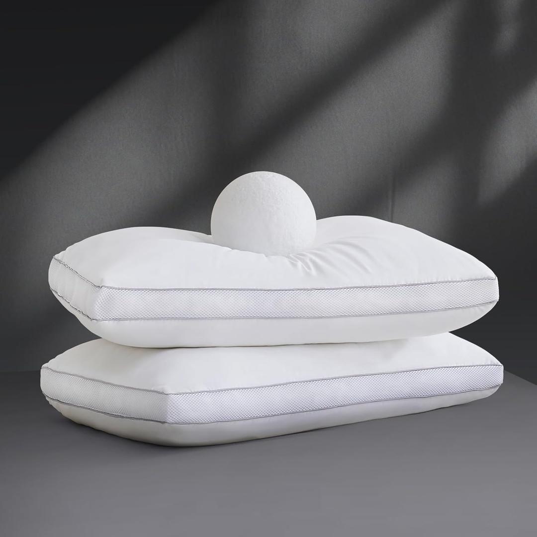 Goose Down Bed Pillows King Size Set of 2 (White), Hotel Collection Pillows for Sleeping, Gusseted Pillow for Side, Back, or Stomach Sleepers, 20" x 36"