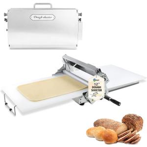 Folding Dough Sheeter (12")Folding Dough Rolling MachineManual Dough SheeterDough Sheeter Machine For HomeStainless Steel Dough Machine With 55 Adjustable Thicknesses,(1 Scrolling Panel)