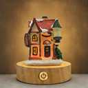 Mini Houses Night Light Cute LED Table Lamp Cozy Dimmable Nightlight Rechargeable Bedside Lamp Portable Trendy Funny Desk Decor Figurine Lamp for Living Room, Bedroom, Kitchen(B)