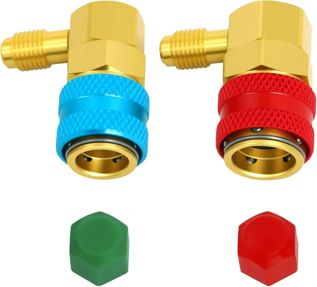 134a Quick Coupler, AC R134a Adapter Fittings Quick Connector, 1/4" SAE Male Flare High/Low A/C Freon Manifold Gauge Hose Conversion Kit