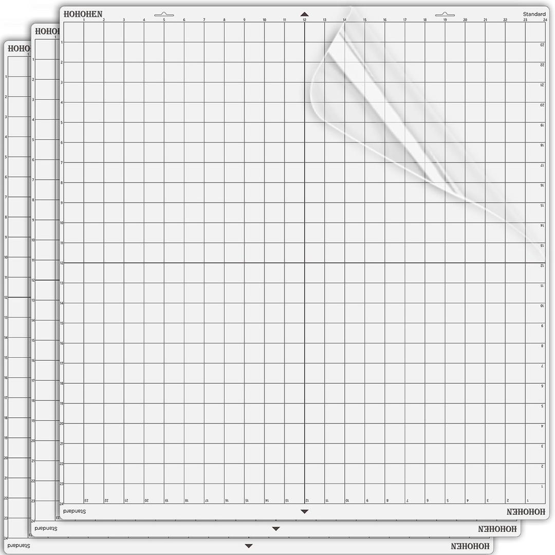 Cutting Mats for Silhouette Cameo 5 Pro MK II and Cameo 4 Pro,24x24 Inch 3 Pack Transparent Standard Tack Adhesive Sticky Durable Replacement Mat for Cardstock HTV Vinyl Small Business, One Size