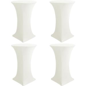HolidayIdeas Cocktail Table Covers, 4 Pack - Fitted Stretch Spandex Square Corners Cocktail Tablecloths (Ivory, Fit for 30"-32" Diameter x 43" Height Tables)