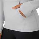 Yogalicious Half Zip Lightweight Workout Long Sleeve Athletic Jacket with Front Pockets and Thumbholes (Gray, L)