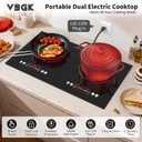 VBGK Electric Cooktop,110V 3000W Electric Stove Top with LED touch Control,8 Power Levels, Kids Lock & 4H Timer,Overheat Protection stove,24 Inch 2 burner cooktop