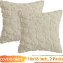 Beige Fall Leaf Throw Pillow Covers 18x18 Inch Set of 2, Soft Faux Fur Ginkgo Patterned Accent Pillow Cases for Couch Sofa Farmhouse Autumn Harvest Holiday Decorations