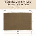 6x9 Washable Boho Area Rug with Tassels for Living Room Beige Black