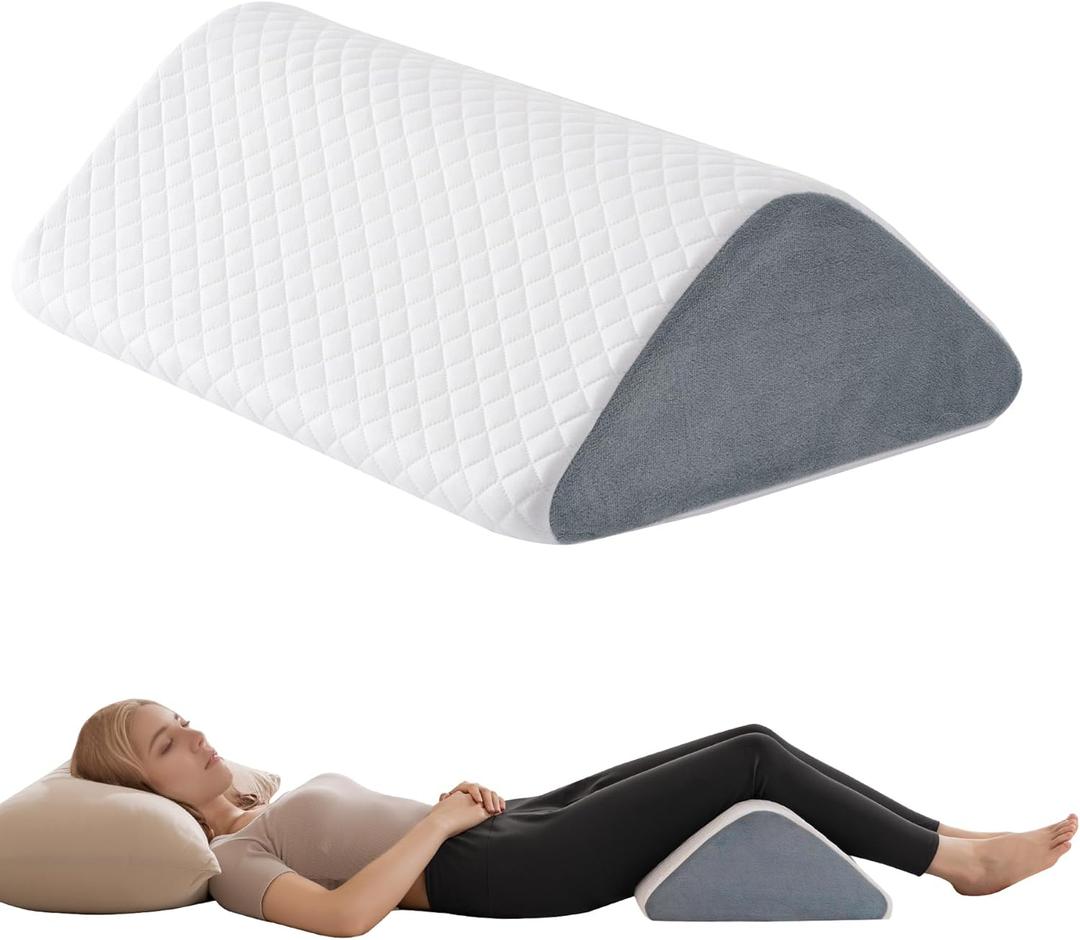 Knee Wedge Pillow 6.3'' for Post-Surgery Recovery -Leg Elevation Support for Sleep Position, Alleviating Lower Back & Hip Pain Enhancing Circulation in Ankles Legs Triangle Pillow with Cover (6.3"Hfor height under 5.7 ft ), White)
