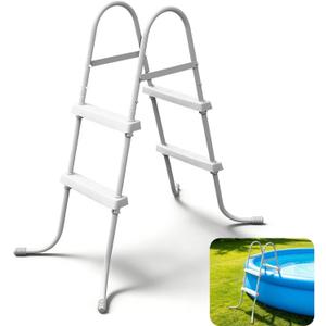 Above Ground Pool Ladder, 34 '' Pool Ladder, Swimming Pool Frame Ladder, 2-Steps,Suitable for Pools up to 34 inches deep Above Ground, Anti Slip Feet & Wide Steps