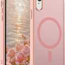 SUPFINE Magnetic for iPhone XR Phone Case(Compatible with MagSafe)(Military Grade Drop Protection) Slim Translucent Matte Shockproof with Anti-Fingerprint Phone Case,Pink