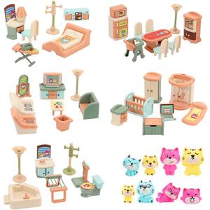 50 Pack Kids Little Dollhouse Furniture Set Toys House Big Dreams for Baby Children Girls Boys Age 3+,Miniature Accessories Educational Pretend Play Toys for Toddler