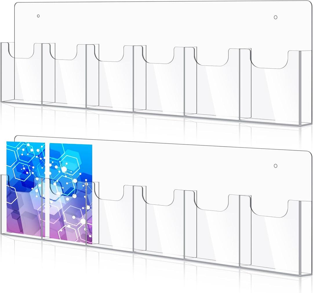 Sherr Acrylic Brochure Holder Wall Mount, 4 x 6 Inches Clear Hanging Flyer Display Holder Plastic Pamphlet Stand with Nails for Magazine, Booklet, Card, Bookmark Display, 26. 7 x 7. 8 Inch(1 Pcs)