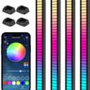 Soulpunk RGB Rechargeable Sound Control Light, Voice-Activated Pickup Music Rhythm Lights, Creative Colorful LED Ambient Light, with 15 Modes Music Sync 32-Bit Audio Spectrum for Car4 Pack-App