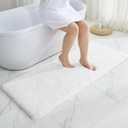 White Bathroom Runner Rug 24x59 Non Slip Fluffy Long Bath Mat for Bathroom Floor Washable Plush Luxury Bath Rug for Tub Absorbent Shower Sink Mat Bedside Rug