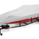 Trailerable Boat Cover 17-19ft with Outboard Motor Cover, 900D Marine Canvas Waterproof & UV-Proof Heavy Duty Boat Covers for 17 feet 18ft 19' Foot V-Hull Bass Boat Runabout Boat, Gray
