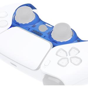 eXtremeRate Clear Blue Decorative Trim Shell Compatible with p s 5 Controller, DIY Replacement Clip Shell, Custom Plates Cover Compatible with p s 5 Controller with Accent Rings