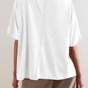 Tankaneo Womens Oversized Tshirts Deep V Neck Short Sleeve Tops Summer Casual Loose Fit Tee Shirt White (White, S)