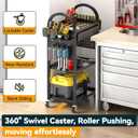 Warome 4-tire Rolling Cart with Drawer, Power Tool Organizer Utility Cart on Wheels for 360 SwivelingGarage Storage Orgnization for Drill Holder,ToolBox, Heavy Duty Storage Rack in Workshop