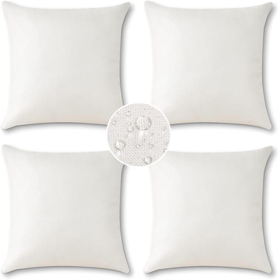 OTOSTAR Pack of 4 Outdoor Waterproof Throw Pillow Covers Decorative Pillow Covers Square Patio Balcony Pillowcases Cushion Case Pillows Shell for Couch Bed Tent Sofa Decor 20x20 Inch (Cream White)