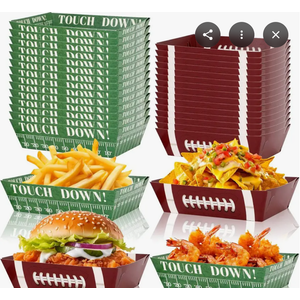 24 Pcs Football Party Supplies Bowl Food Paper Trays 5 lb Football Disposable Serving Boats for Football Birthday Game Day Party Decorations