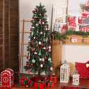 SHareconn 65pcs Christmas Tree Ornaments Set, Shatterproof Christmas Gingerbread Man Balls Bulk Gift Boxes, Hanging Plastic Decorative Baubles for Xmas Trees Decorations, Holiday Party, Red White (65CT)