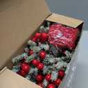 Suncalla 6 Set Christmas Chandelier Decoration Including 6 Christmas Chandelier Rings Wreaths with 6 Red Velvet Bows, Artificial Berry Snowy Pine Wreath Garland for Xmas Ornament Holiday Decor