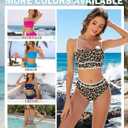 Urchics High Waisted Bikini Sets for Women Color Block Sporty Two Piece Swimsuits Straps Modest Bathing Suits (Black, L)