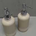 2pcs/Set Hand Soap Dispenser Sets - 10.8oz Refillable Resin Liquid Soap Dispensers with Rust-Proof Pump for Bathroom Countertop or Kitchen, Beige