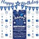 18th Birthday Decorations Banner Boys - 9 Pcs Blue Silver Happy 18th Bday