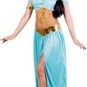 fun shack Womens Arabian Princess Costume Adults Harem Genie Blue Dress Outfit (X-Large)