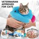 PUMYPOREITY Soft Fish Shaped Cat Cone Collar, Adjustable Padded Elizabethan Collar for Kittens, Anti-Lick Protective Neck Cone for Post-Surgery Wound Recovery, L, Blue