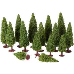 15pcs Mini Cedar Trees Model Green Scenery Landscape Railroad Miniature Pine Trees Fairy Garden Accessories for Architecture Christmas DIY Decoration